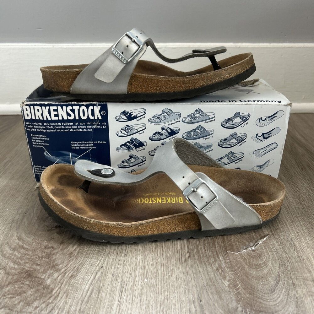 Birkenstock Gizeh Slip On Unisex Sandals Silver Size 39 250 Womens 8 Germany